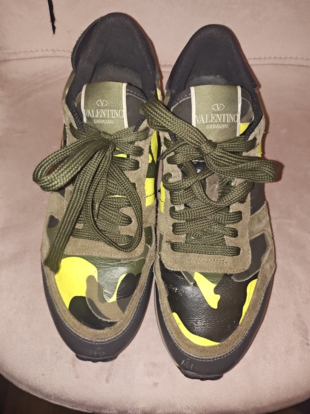 Valentino Rockrunner Camo Rockstud Sneakers W8 Retail $790
